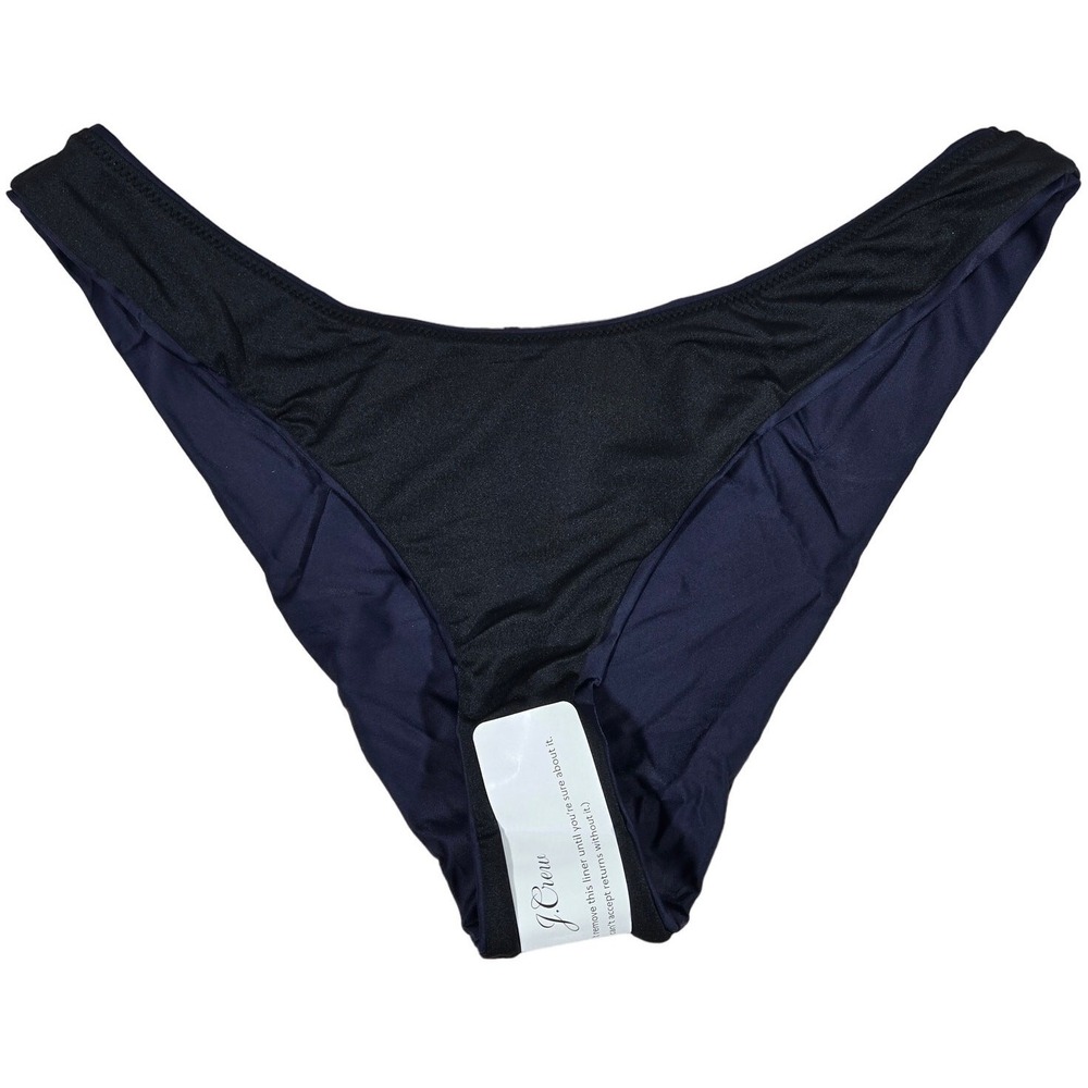 J. Crew Curved-waist cheeky bikini bottom Navy M NWT - Picture 3 of 9